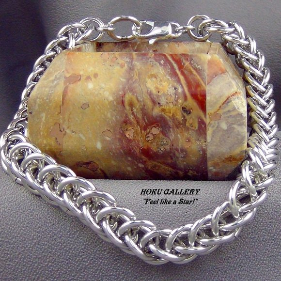 NWOT Unisex Bracelet!!  Handmade Chainmaille of Shiny Aluminum  - 8 1/4" - Picture 1 of 8